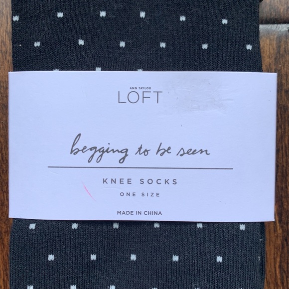 LOFT Black and White Polka Dot Knee Socks New With Tag - Picture 3 of 12